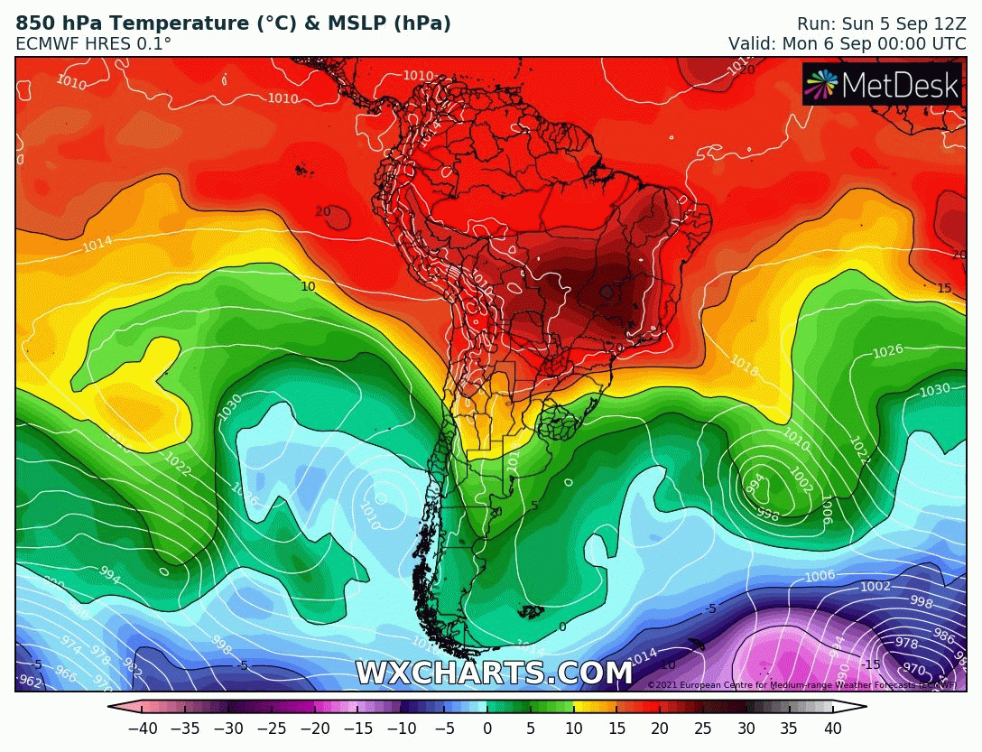 Tempo severo na América do Sul entre dias 6 e 8 de Setembro