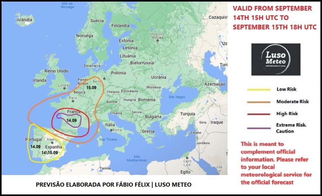 Mau tempo em França nos dias 14 e 15, evoluindo para leste depois... Mau tempo em França nos dias 14 e 15, evoluindo para leste depois...