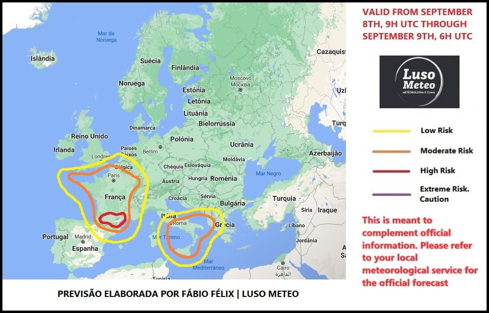 Tempo Severo Europa: Dias 8 e 9 de Setembro Tempo Severo Europa: Dias 8 e 9 de Setembro