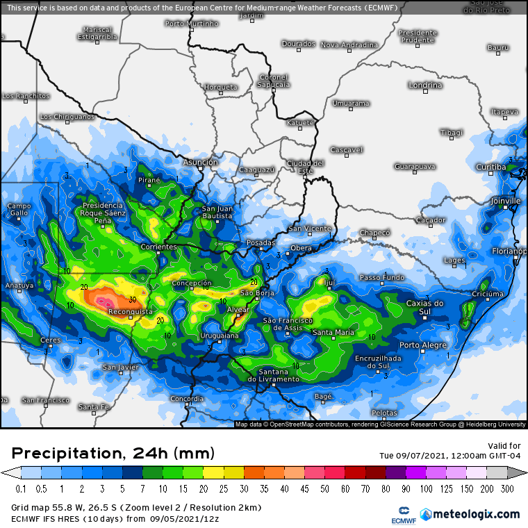 Tempo severo na América do Sul entre dias 6 e 8 de Setembro