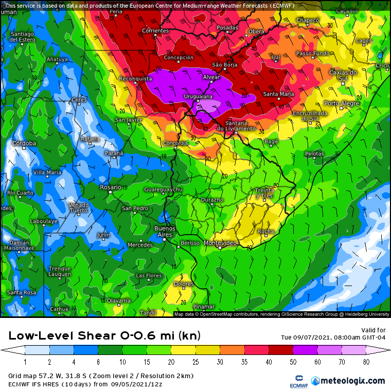 Tempo severo na América do Sul entre dias 6 e 8 de Setembro