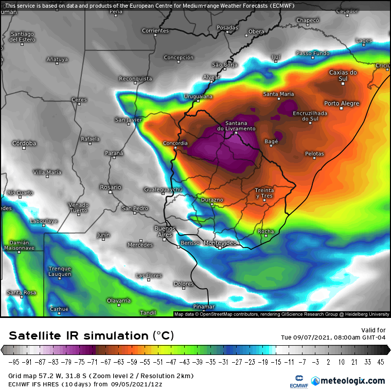 Tempo severo na América do Sul entre dias 6 e 8 de Setembro