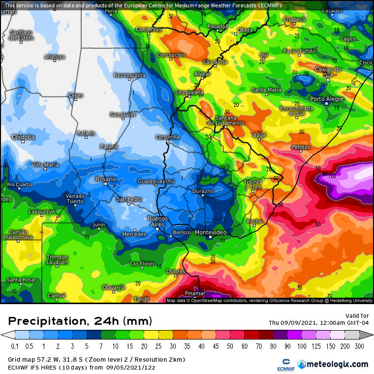 Tempo severo na América do Sul entre dias 6 e 8 de Setembro