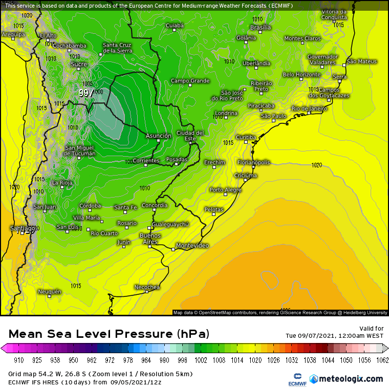 Tempo severo na América do Sul entre dias 6 e 8 de Setembro