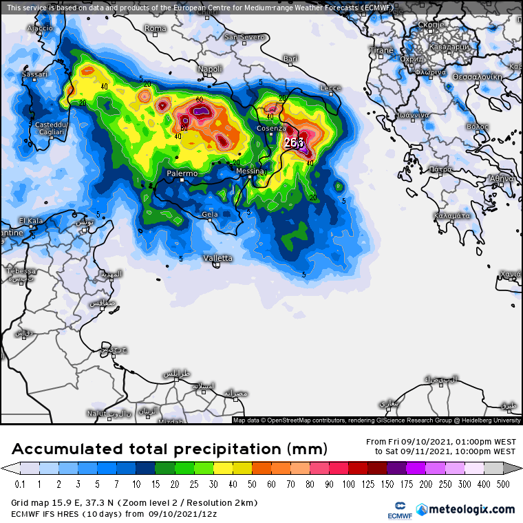 Tempo Severo Mediterrâneo - 11 de Setembro: Ciclone afeta intensamente Itália
