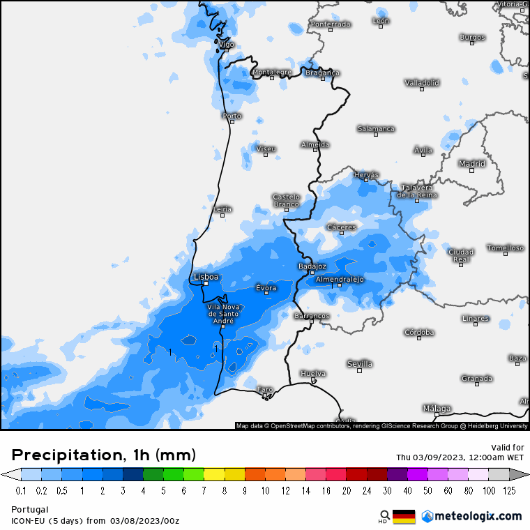 Previsão para Quinta, 9 de Março
