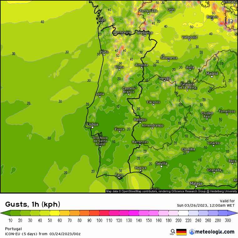 Previsão para Domingo, 26 de Março
