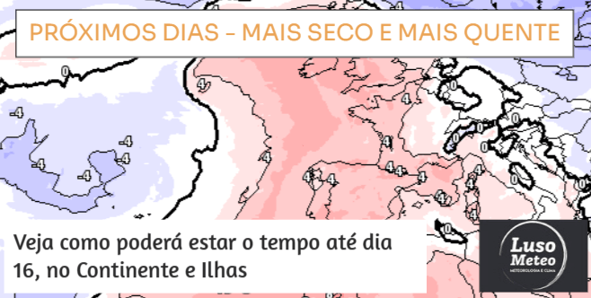 Tempo mais quente e mais seco - evolução até dia 1718 de Março
