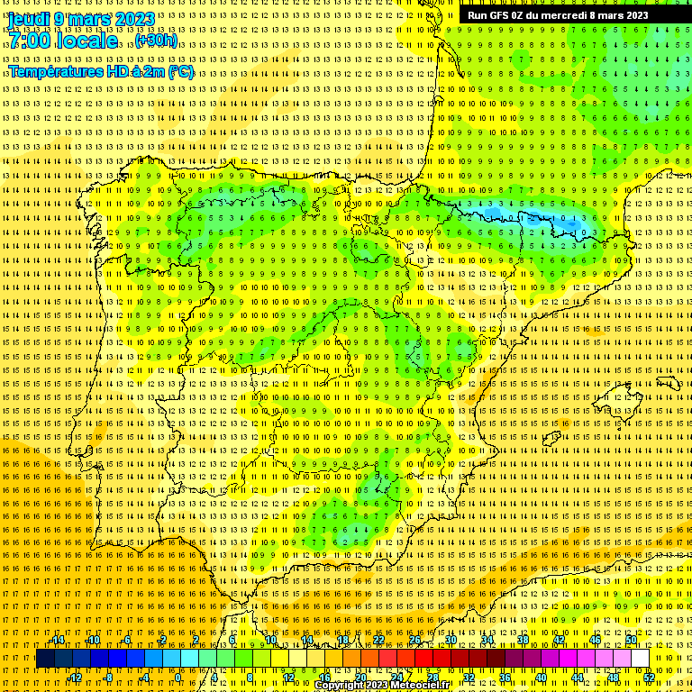 Previsão para Quinta, 9 de Março