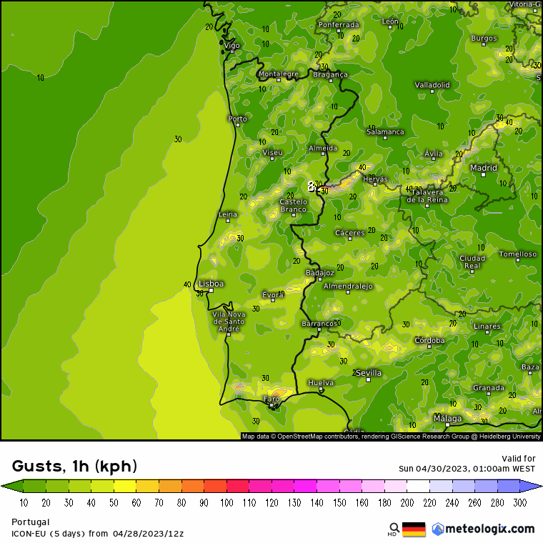 Previsão para Domingo, dia 30 de Abril