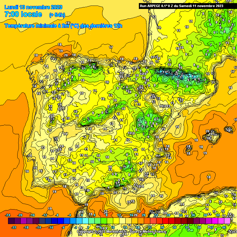 Previsão do Tempo para Segunda, 13 de Novembro de 2023 Temperaturas 13 de Novembro, Portugal \ Espanha