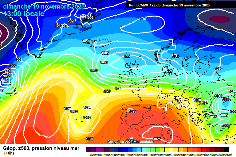 Mudança de tempo - Vem aí mais frio - Previsão semanal 20 a 26 de Novembro Previsão de geopotencial
