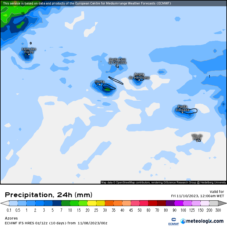 Previsão Precipitação Açores