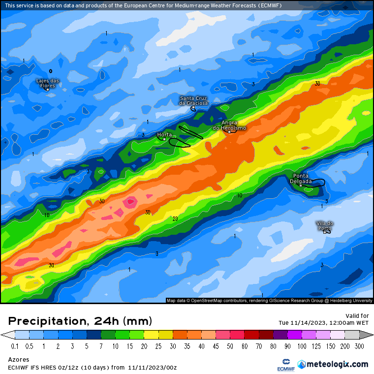 Previsão do Tempo para Segunda, 13 de Novembro de 2023 Chuva, Açores, 13 de Novembro Segunda