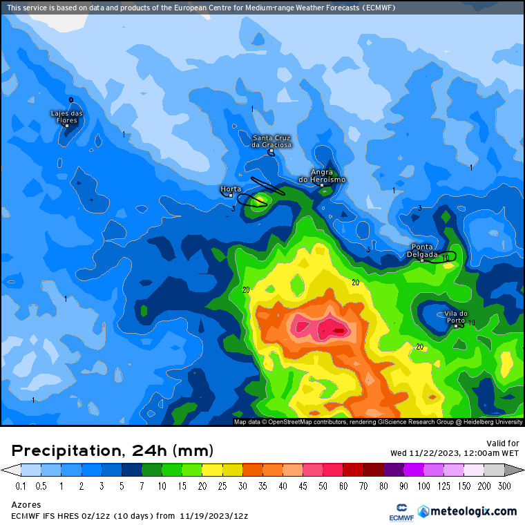 Chuva Açores Terça