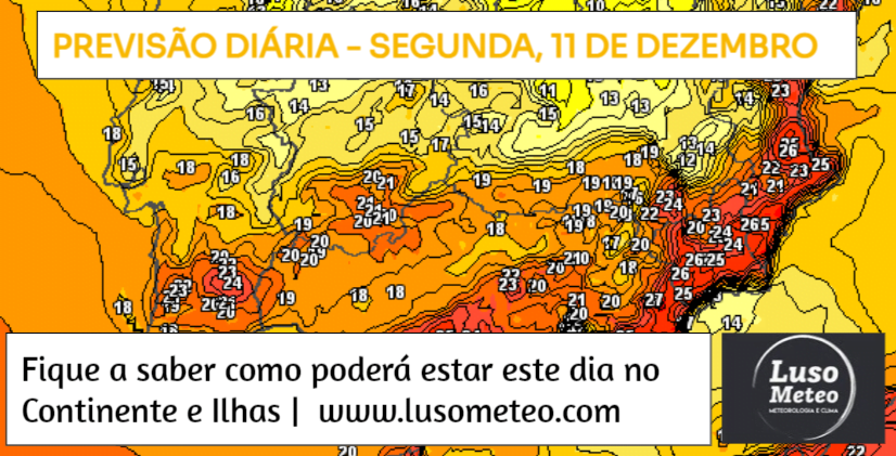 Previsão do Tempo para Segunda, 11 de Dezembro de 2023