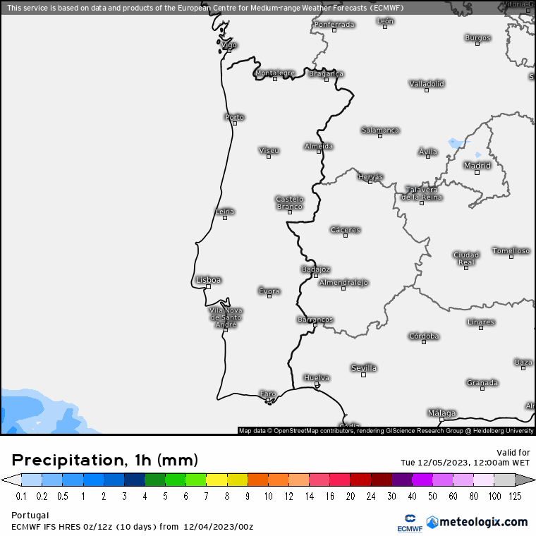 Previsão de Chuva no Sul do país, Terça, 5 de Dezembro