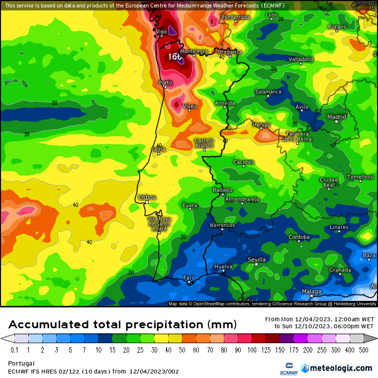 Previsão do tempo na semana 4 a 10 de Dezembro - mais um "rio atmosférico" Previsão de precipitação nesta semana 4 a 10 Dezembro