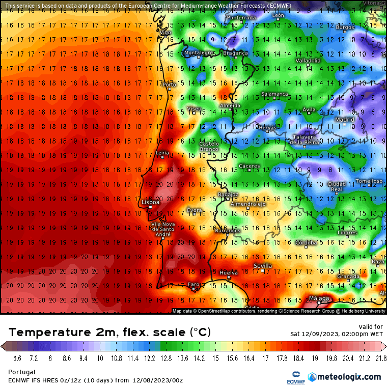 Previsão do Tempo para Sábado, 9 de Dezembro de 2023 Previsão de Temperaturas para Sábado