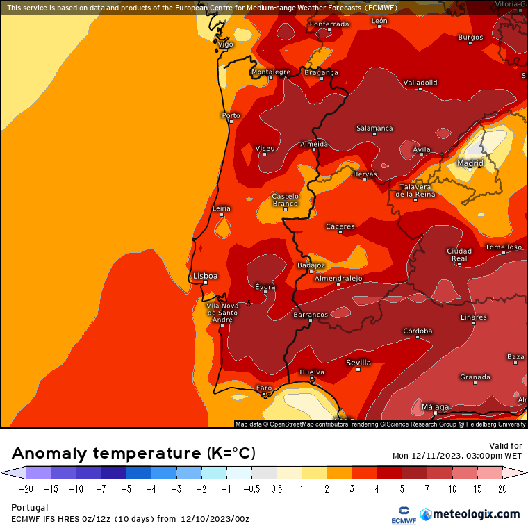 Previsão de temperaturas acima da média na Segunda