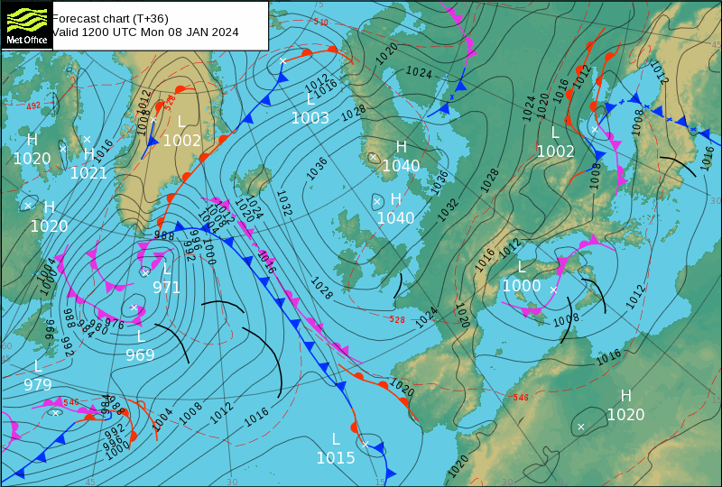 Previsão de análise frontal - MetOffice