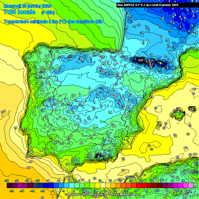 Previsão de temperaturas para Quarta, dia 10