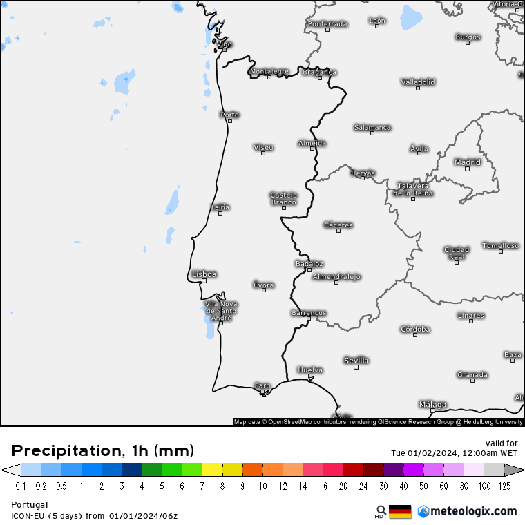 Previsão do Tempo para Terça, 2 de Janeiro de 2024 Previsão de chuva