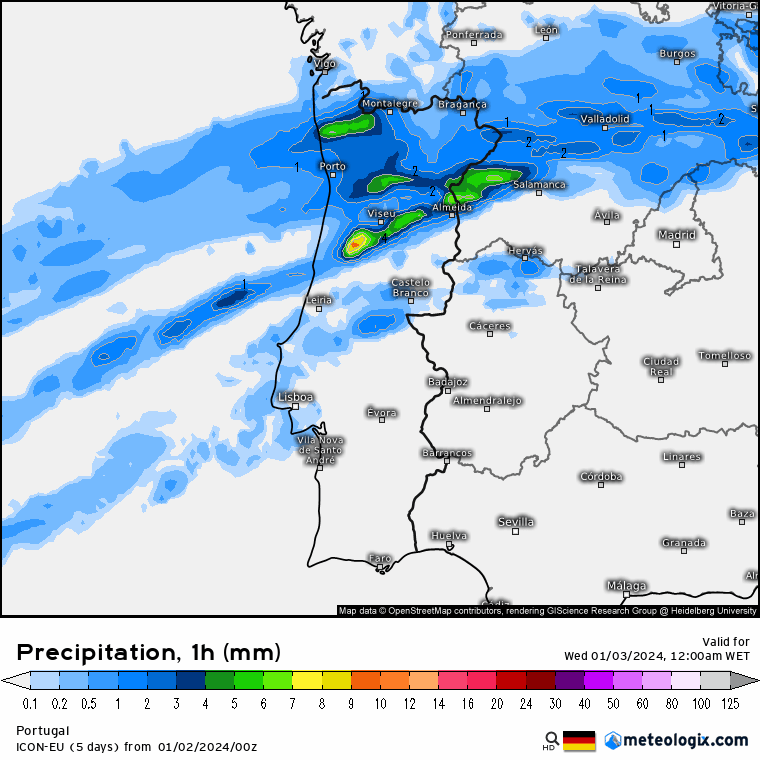 Previsão de chuva Quarta