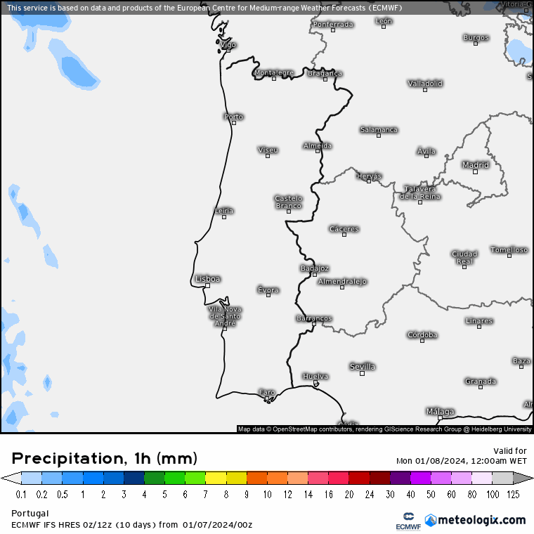 Regresso da chuva - Previsão do Tempo para Segunda, 8 de Janeiro de 2024