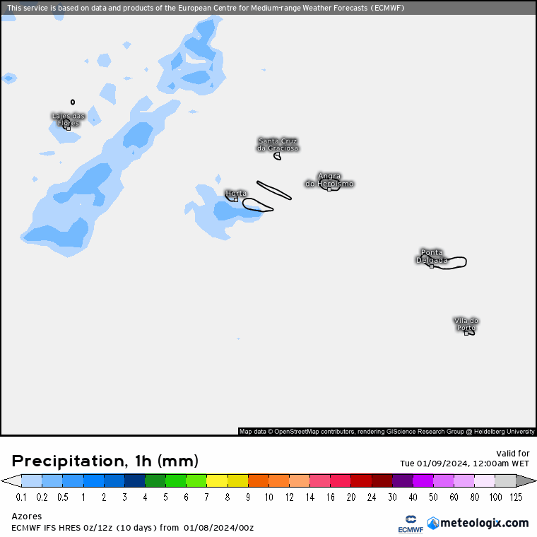 Chuva forte nos Açores a caminho, Terça