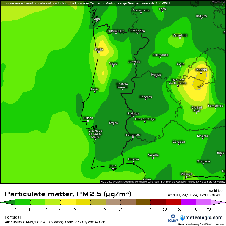 Poluição na semana de 21 a 27 de Janeiro