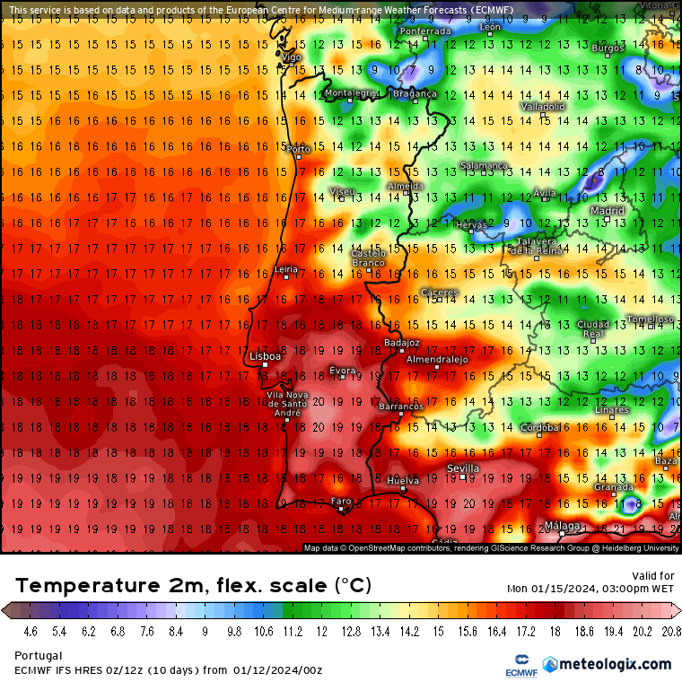 Temperaturas elevadas para a época