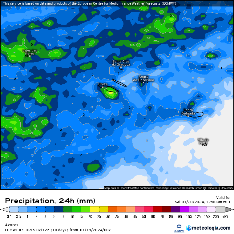 Previsão do Tempo para Sexta, 19 de Janeiro de 2024 Previsão de Chuva nos Açores no dia 19 de Janeiro