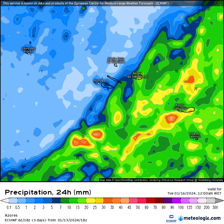 Previsão do Tempo para Segunda, 15 de Janeiro de 2024 Chuva Açores Segunda dia 15 de Janeiro